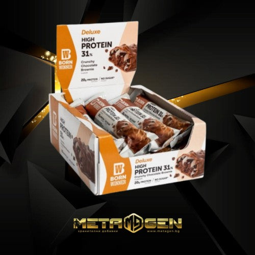 BORN WINNER Deluxe High Protein Bar 31% Crunchy Chocolate Brownie 12x64 гр - GAIN O'CLOCK