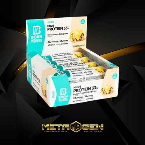 BORN WINNER Keto High Protein Bar 33 % Italian Cream Zabagilone 12x60 гр - GAIN O'CLOCK