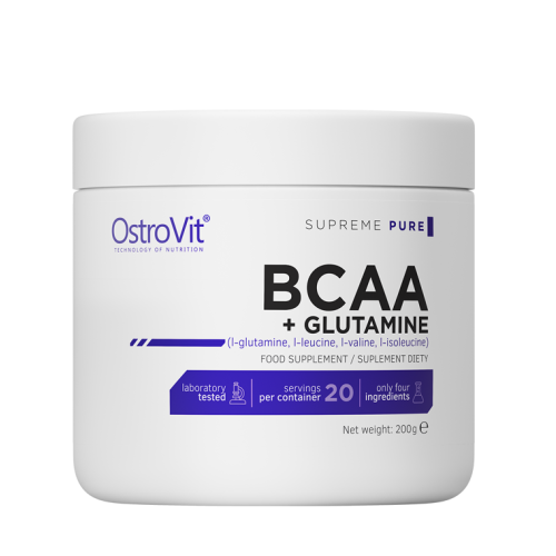 OstroVit BCAA + GLUTAMINE Powder 200 гр / 20 Дози - GAIN O'CLOCK