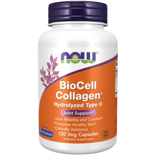 NOW Biocell Collagen 120 vcaps - Hydrolized Type II Collagen - GAIN O'CLOCK