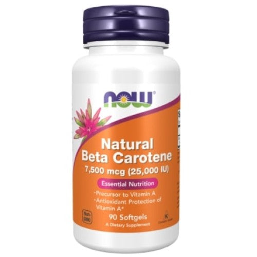 NOW Natural Beta Carotene 25,000 IU / 90 гел капсули - GAIN O'CLOCK