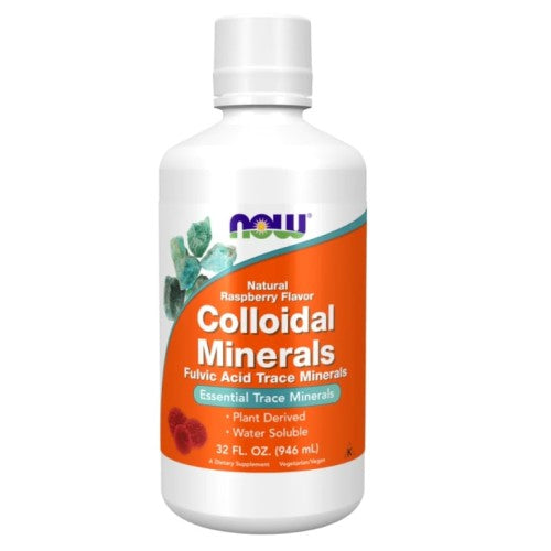 NOW Colloidal Minerals / Fulvic Acid Trace Minerals - Raspberry Flavor 946 мл - GAIN O'CLOCK