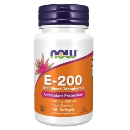 NOW Vitamin E-200 IU MT 100 гел капсули - GAIN O'CLOCK