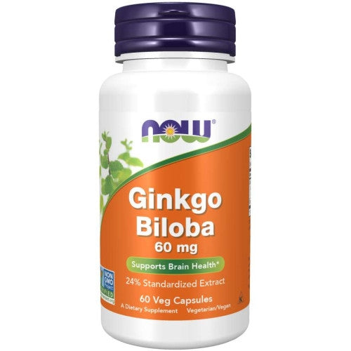 NOW Ginkgo Biloba 60mg / 60 Caps. - GAIN O'CLOCK