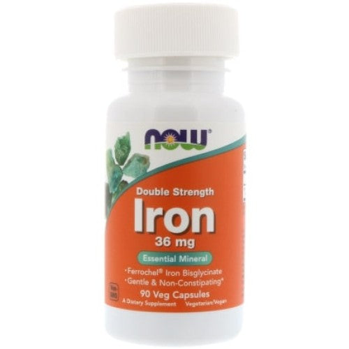 NOW Iron 36 мг / Double Strength / Ferrochel Iron Bisglycinate 90 капсули - GAIN O'CLOCK