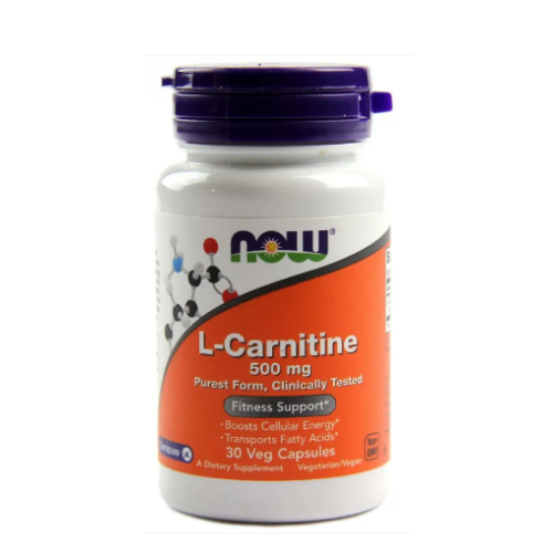 NOW L-Carnitine 500 мг - 30 капсули - GAIN O'CLOCK