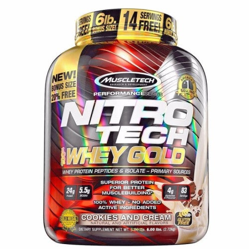 Muscletech MuscleTech – NitroTech Whey Gold 6lb / 2740 гр. (490 гр. БОНУС) - GAIN O'CLOCK