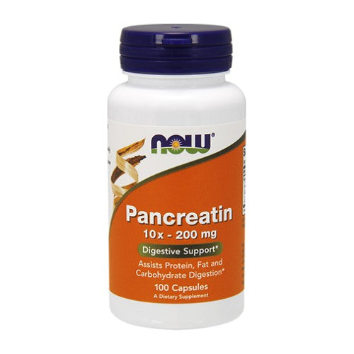 NOW Pancreatin 10X 200 мг / 100 капсули - GAIN O'CLOCK