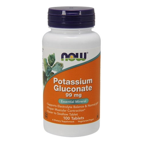 NOW Potassium Gluconate 99mg - 100 tabs - GAIN O'CLOCK