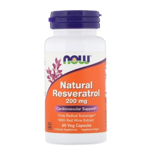 NOW Natural Resveratrol /Mega Potency/ 200 мг / 60 капсули - GAIN O'CLOCK