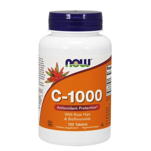 NOW Vitamin C-1000 with Rose Hips and Bioflavonoids 100tabs - GAIN O'CLOCK