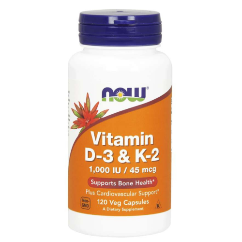 NOW Vitamin D3 + K2 1000 IU / 45 mcg 120 vcaps. - GAIN O'CLOCK