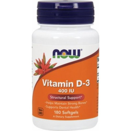 NOW Vitamin D3 400 IU / 180 softgels - GAIN O'CLOCK